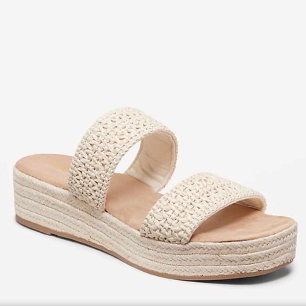 Old Navy NWT Women's Double Strap Espadrille Woven Platform Sandals. Size 9.5.